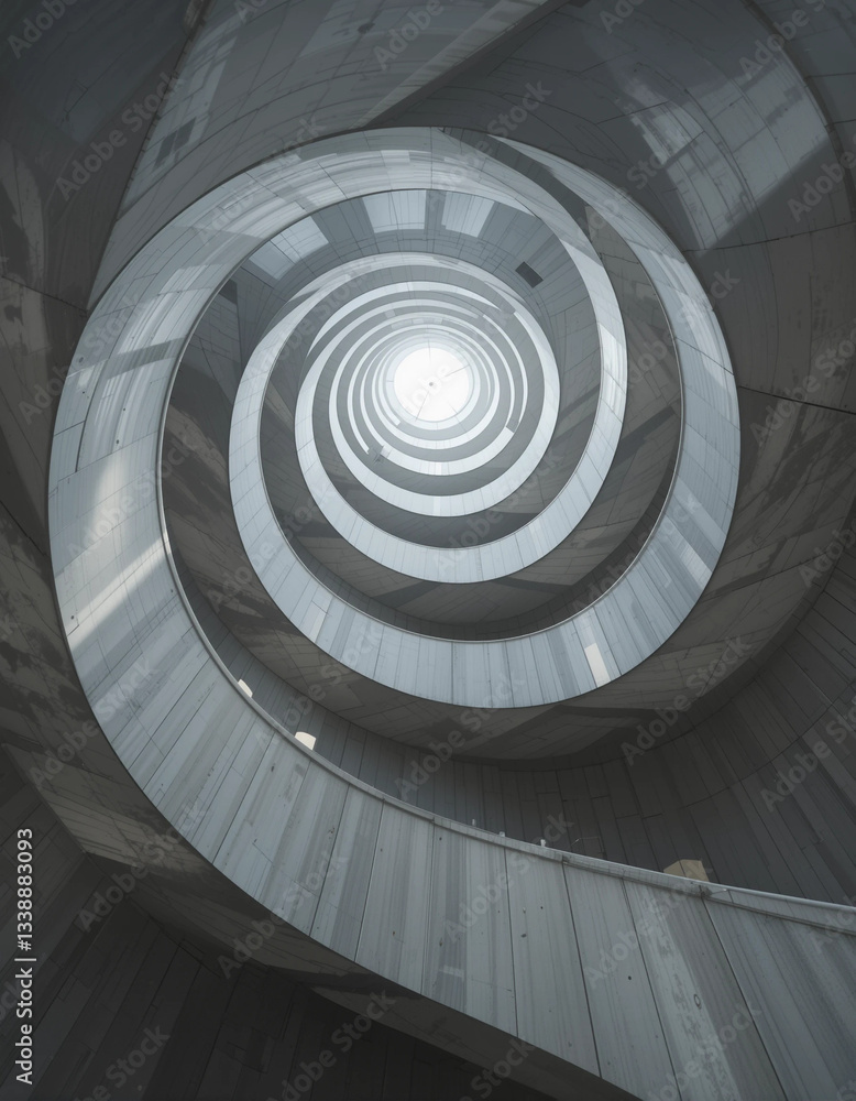 Fototapeta premium Spiral Elegance – Stunning Staircase Illustrations from a Bottom-Up Perspective