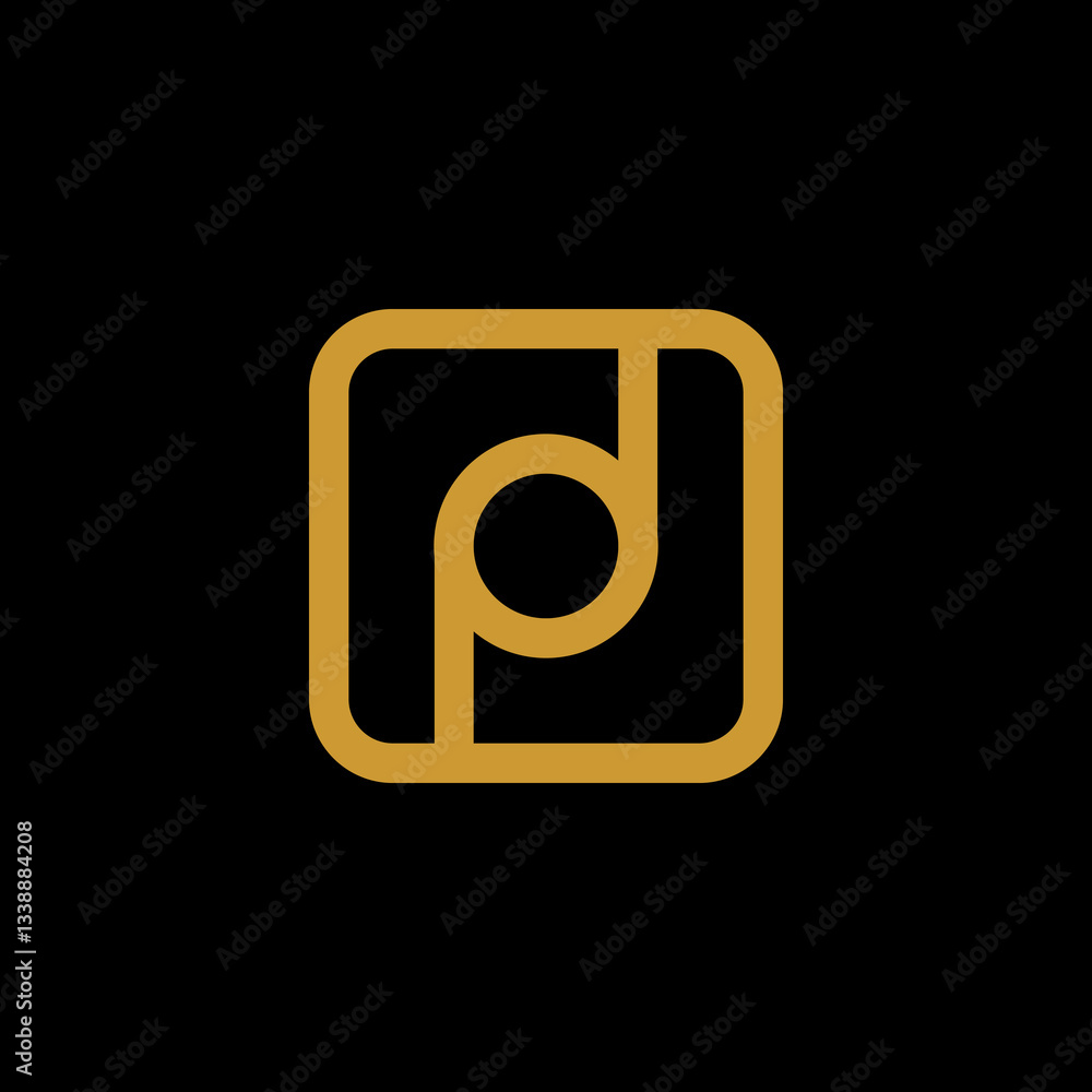 Gold Geometric Logo Design: Abstract Square and Circle Icon Gold Geometric Logo Design: Abstract Square and Circle Icon