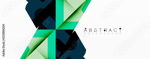 Abstract geometric composition with interlocking circular and angular shapes, featuring smooth gradients and sharp contrasts on a white background