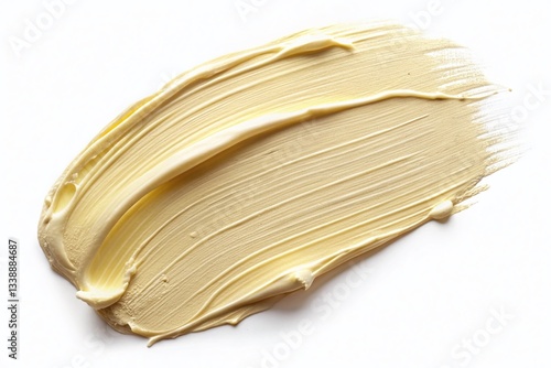 Night Photography: Isolated Ivory Paint Stroke on White Background