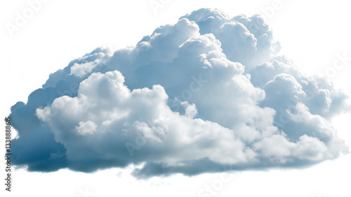 Fluffy White Cloud Isolated on Light Background for Weather and Sky.