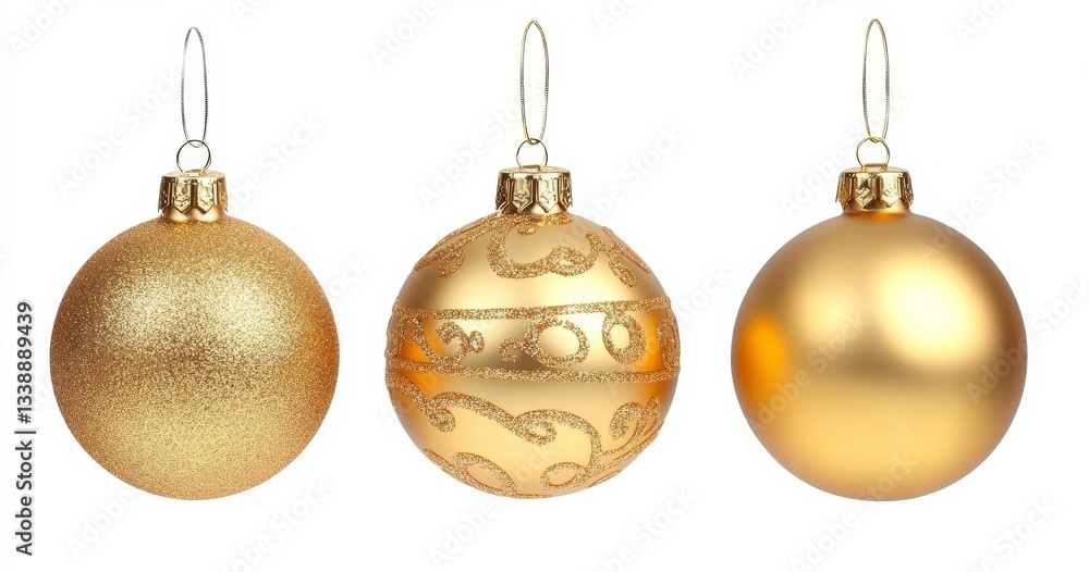Three Gold Christmas Ornaments Glitter, Plain and Patterned Design, Christmas Decoration, Holiday Bauble Christmas Ornaments, Gold Baubles Three Gold Christmas Ornaments Glitter, Plain and Patterned Design, Christmas Decoration, Holiday Bauble Christmas Ornaments, Gold Baubles
