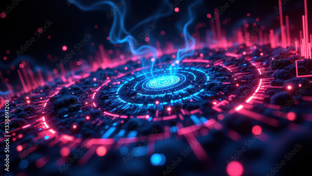 Kubernetes cluster with nodes glowing brightly against a dark background, representing cybersecurity and devops themes. Kubernetes cluster with nodes glowing brightly against a dark background, representing cybersecurity and devops themes.