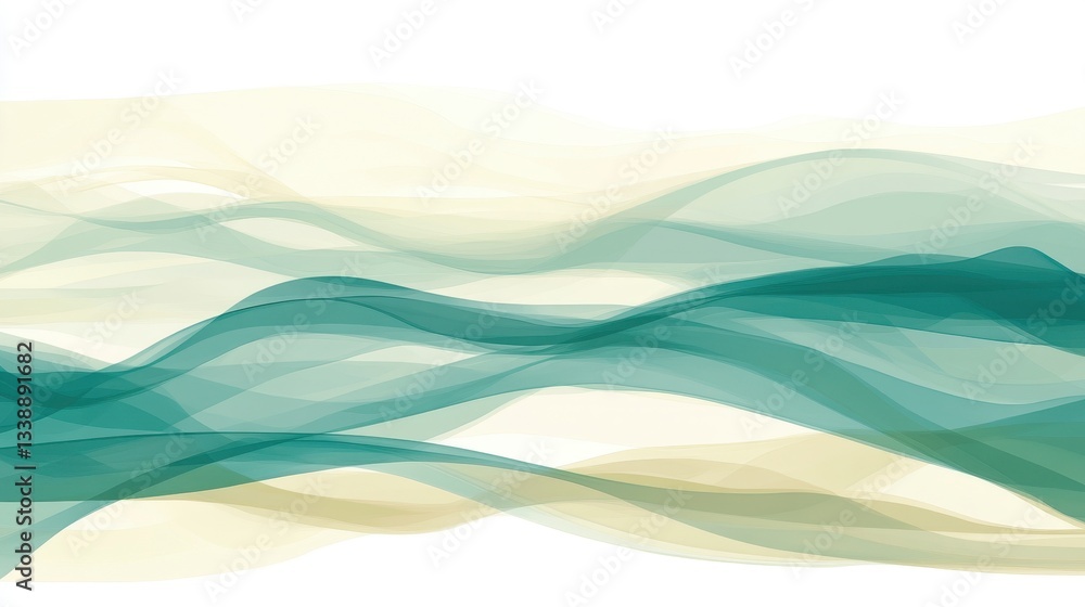 Fototapeta premium Abstract Teal Green Waves Background Design.