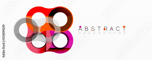 Abstract geometric pattern with interlocking circular and tubular shapes featuring smooth gradients, sharp contrasts, and dynamic layering
