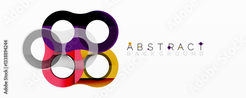 Abstract composition with intertwined circular and tubular forms creating fluid structure with gradients, depth, and sharp contrasts