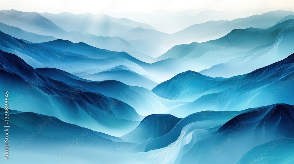 Fototapeta premium Blue Misty Mountain Range Landscape.