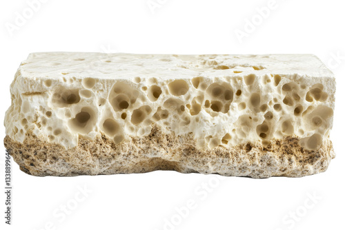 Obraz na płótnie Interesting piece of pumice stone with unique texture and porous features w salonie