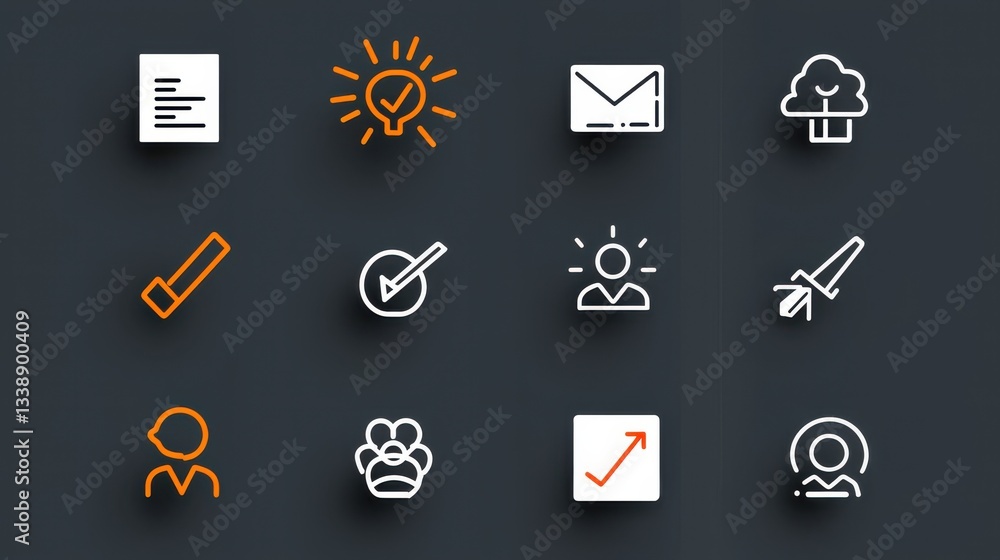 Creative conceptual metaphor with various icon symbols representing digital solutions innovation problem solving and successful ideas The image conveys themes of technology user interface design Creative conceptual metaphor with various icon symbols representing digital solutions innovation problem solving and successful ideas The image conveys themes of technology user interface design