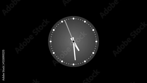 Wallpaper Mural Minimalist analog clock animation with white hour and minute hands, and a thin second hand Torontodigital.ca