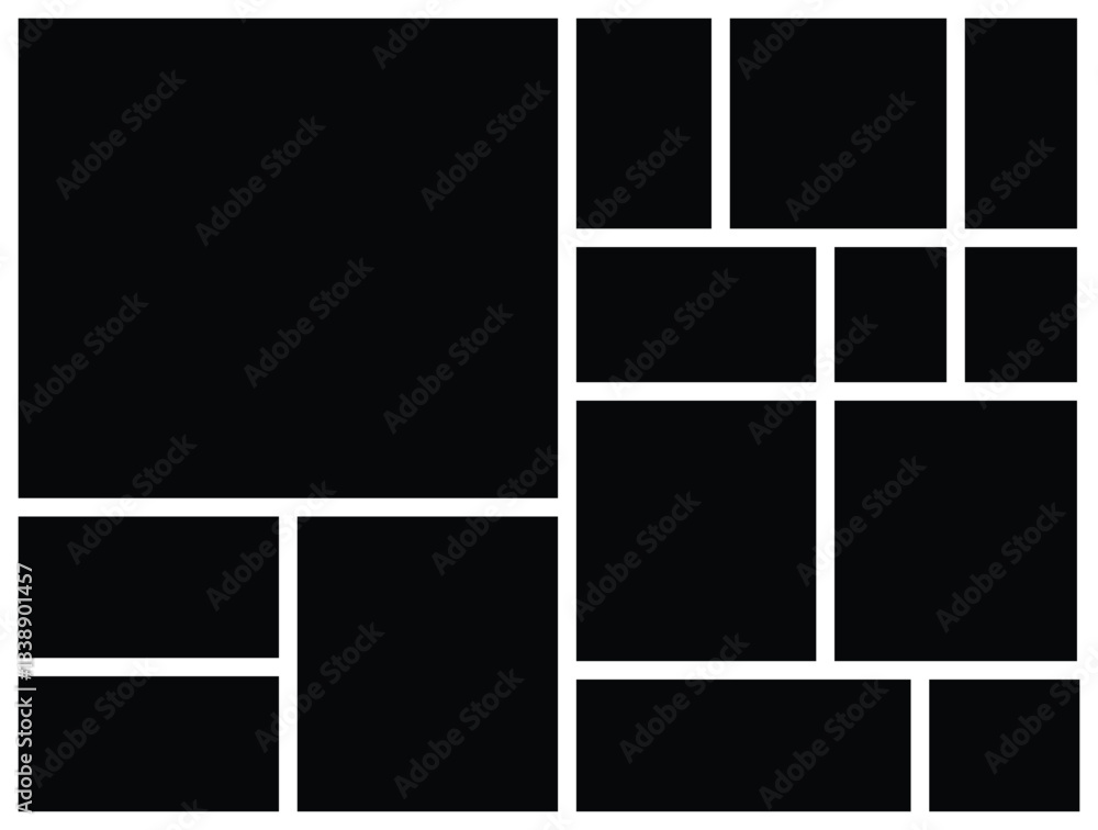 Modern empty collage photo template layout. Symmetrical grid pattern background and web layout. Portfolio presentation and contemporary wall photo frame mockup. Modern empty collage photo template layout. Symmetrical grid pattern background and web layout. Portfolio presentation and contemporary wall photo frame mockup.