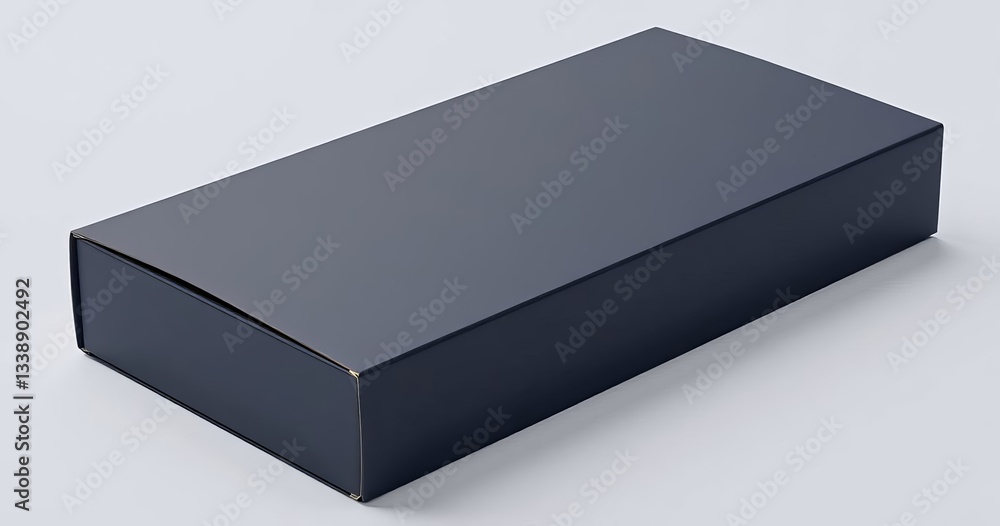 Naklejka premium Elegant dark blue box packaging on gray background, modern design