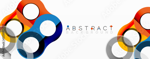 Abstract geometric pattern with interlocking circular and tubular shapes featuring smooth gradients, sharp contrasts, and dynamic layering