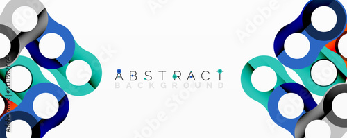 Abstract circle element composition with overlapping circular and tubular shapes featuring smooth gradients, transparency effects, and dynamic layering