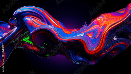 Abstract Flowing Paint: Captivating abstract composition of swirling, vibrant paints in a dynamic, fluid motion, evoking a sense of energy and artistic expression, perfect for modern design