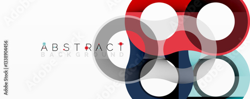 Abstract composition with intertwined circular and tubular forms creating fluid structure with gradients, depth, and sharp contrasts