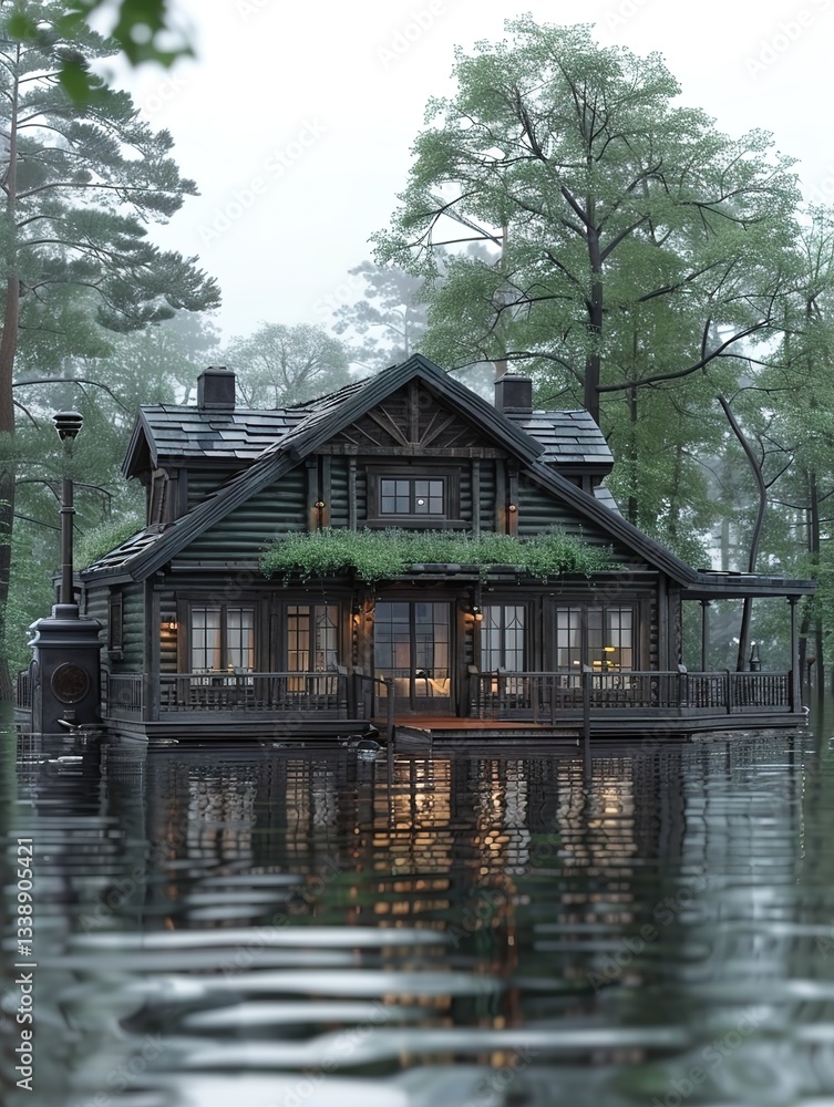 Obraz premium house on the river bank