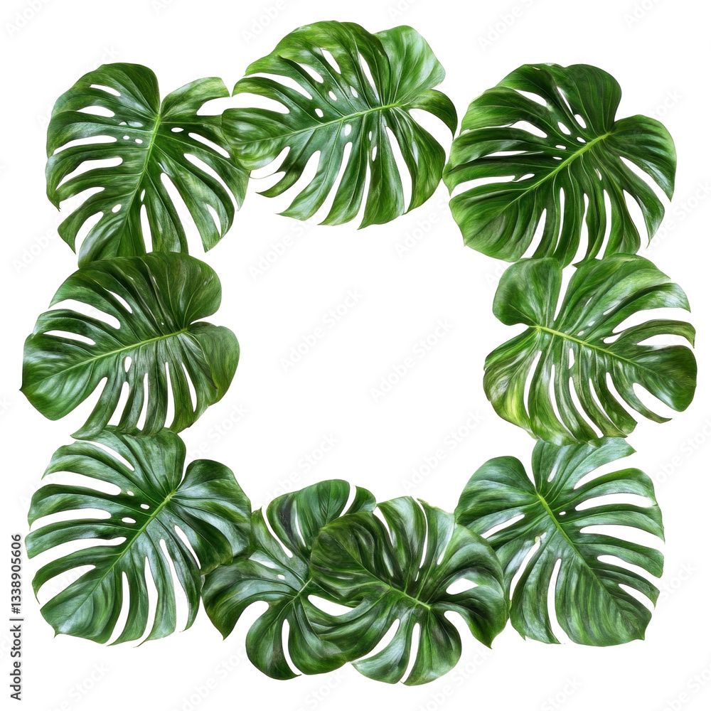 Naklejka premium green leaves frame