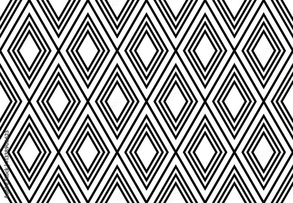 Abstract Seamless Geometric Diamonds Pattern. Black and White Texture. Abstract Seamless Geometric Diamonds Pattern. Black and White Texture.
