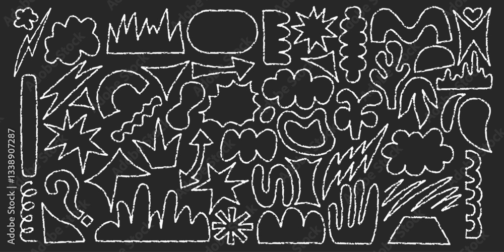 Hand drawn arrow scribble crayon set. Squiggle, scratch doodle kid arrow star set. Crayon scratch texture shape children kid naive. Vector illustration Hand drawn arrow scribble crayon set. Squiggle, scratch doodle kid arrow star set. Crayon scratch texture shape children kid naive. Vector illustration