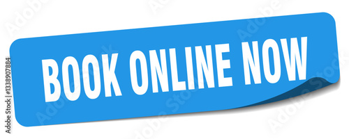 book online now sticker. book online now label
