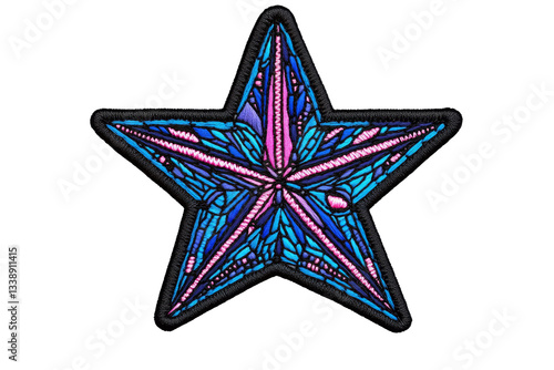 Obraz na płótnie Decorative star patch with colorful embroidery design for crafts and embellishments w salonie