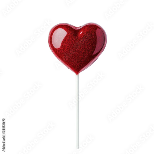 A red heart shape lollipop