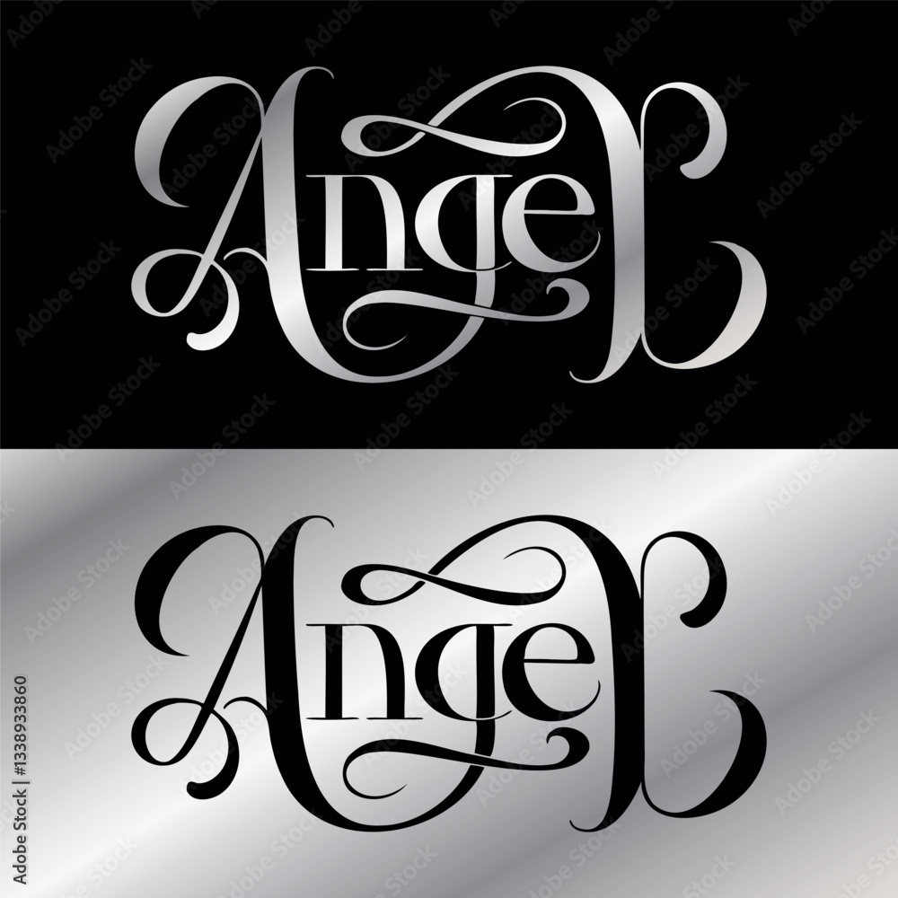 Obraz premium the inscription ANGEL in a beautiful handwritten font