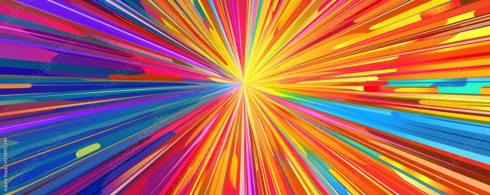 Lively starburst pattern with complementary color highlights, 4K illustration. Lively starburst pattern with complementary color highlights, 4K illustration.