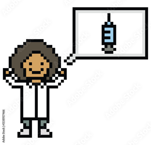 Cute pixel cartoon 8 bit character woman doctor scientist game care decoration pharmacist female doctor uniform lady in hospital 8 bit woman pixel art game 8bit png vector.
