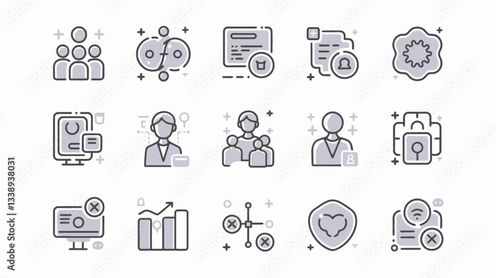 Business and Management Icons - Data Analysis, Leadership, Strategy, Planning, Teamwork, Marketing, and Financial Growth Vector Set Business and Management Icons - Data Analysis, Leadership, Strategy, Planning, Teamwork, Marketing, and Financial Growth Vector Set