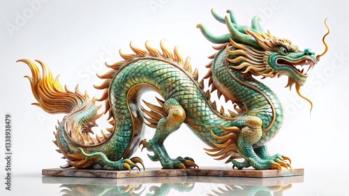 Wallpaper Mural Majestic Polished Marble Dragon Statue, Left-Facing, Copy Space - Elegant Home Decor Torontodigital.ca