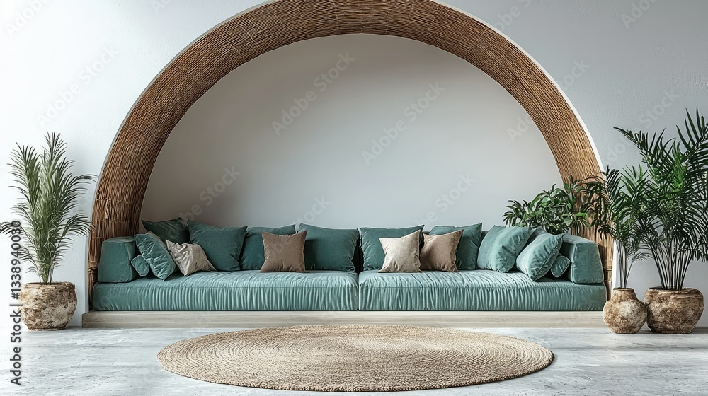 Obraz premium A comfortable seating area inside a curved natural structure