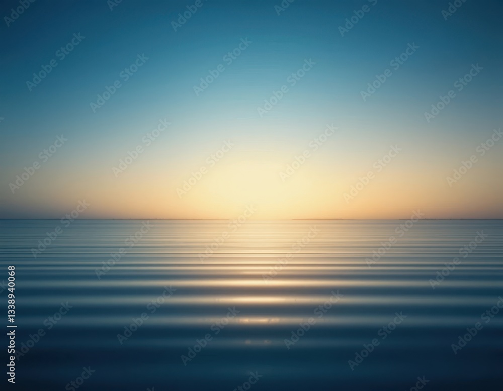 Obraz premium Serene Sunset Over Calm Ocean Water Peaceful Horizon Landscape