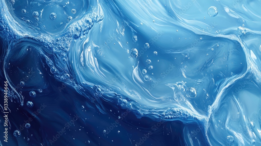 Abstract Water Surface with Bubbles in Shades of Blue and White Abstract Water Surface with Bubbles in Shades of Blue and White
