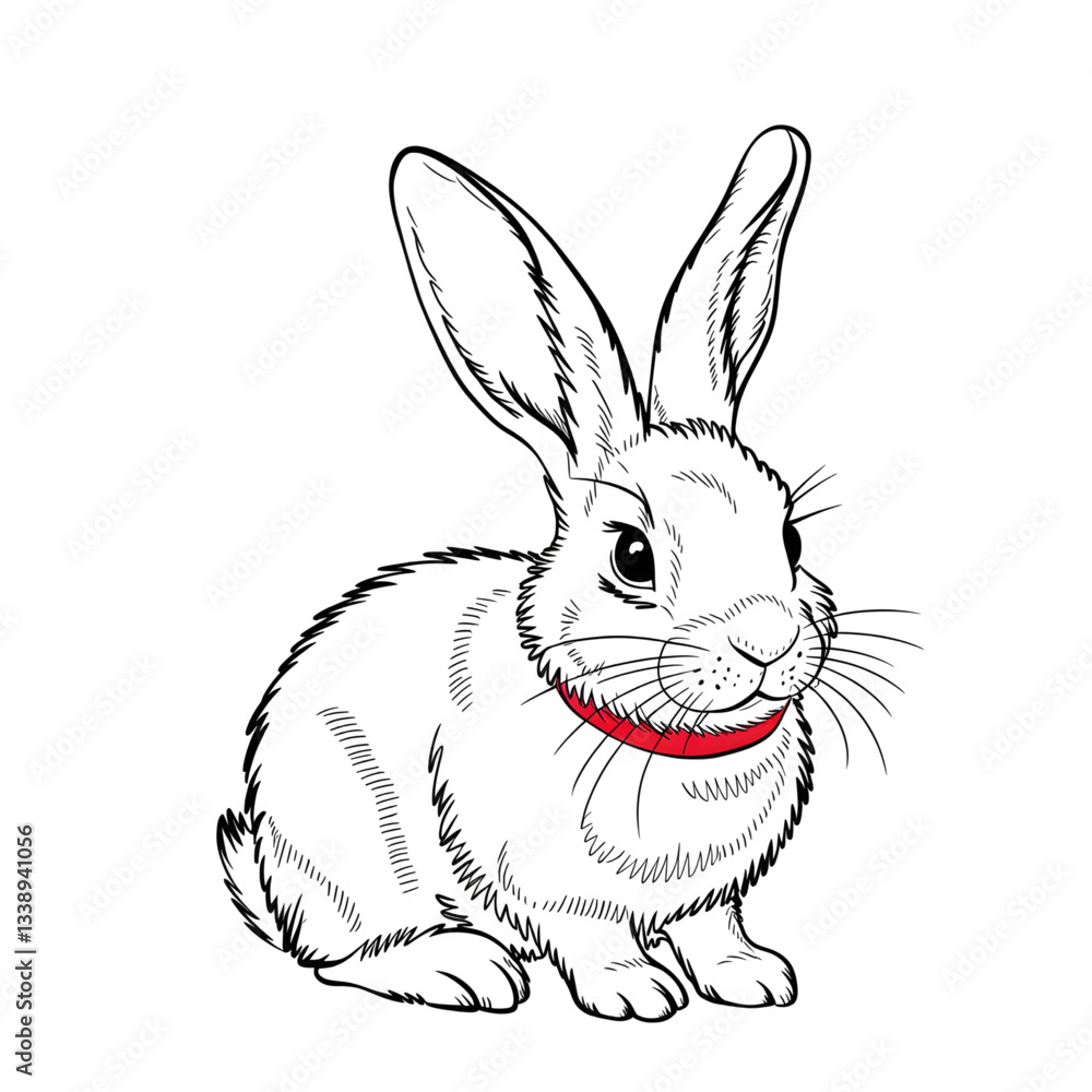 A line art Rabbit illustration of a coloring Page white background. A line art Rabbit illustration of a coloring Page white background.
