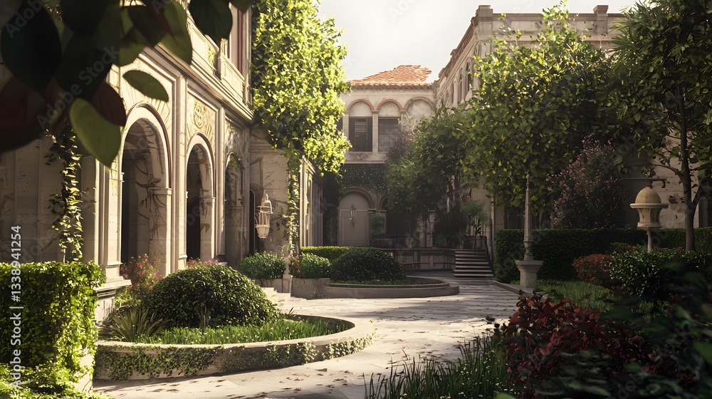 Fototapeta premium 91. A seamless blend of ancient and modern architecture, creating a simplistic urban transition.