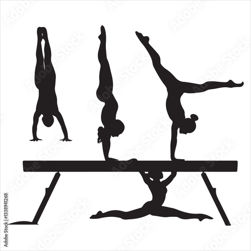 set of vector icon gymnast silhouette	
