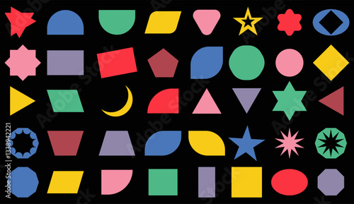 Tableau sur toile Brutalist abstract geometric shapes and grids