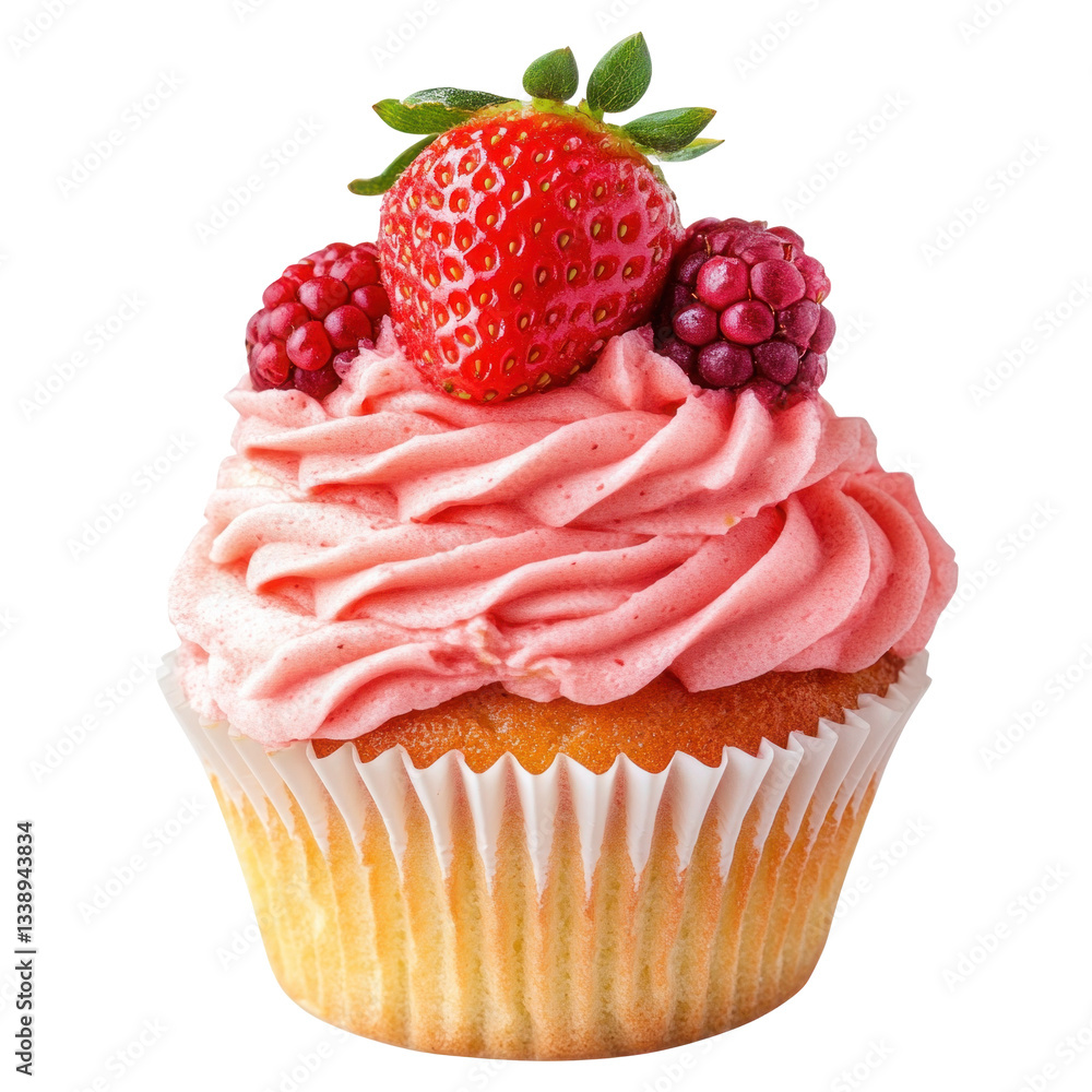 cupcake with strawberry on top isolated on transparent background cupcake with strawberry on top isolated on transparent background