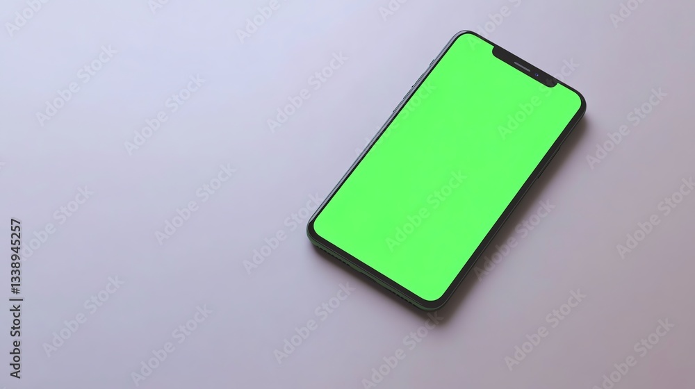 Displaying Smartphone with Green Screen on Table for App Presentation Displaying Smartphone with Green Screen on Table for App Presentation