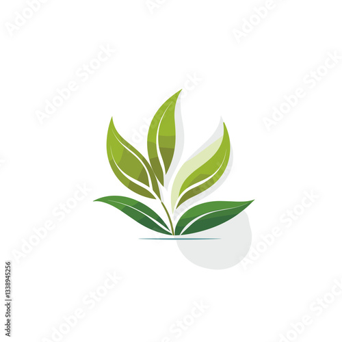 Abstract green leaves illustration against a white background