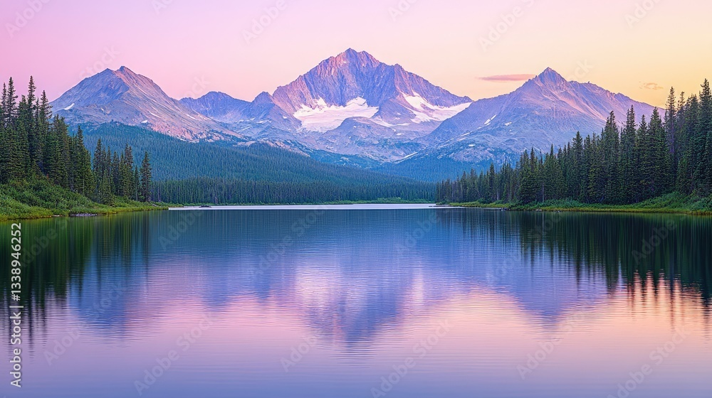 Majestic mountains reflected in calm lake water during a beautiful sunset Majestic mountains reflected in calm lake water during a beautiful sunset