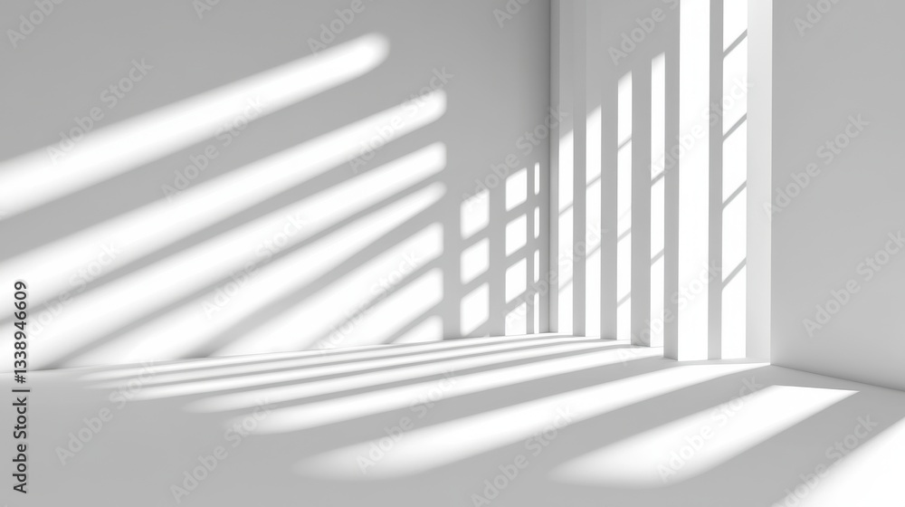 Obraz premium Sunlight Rays Modern Minimalist Room Interior Design.