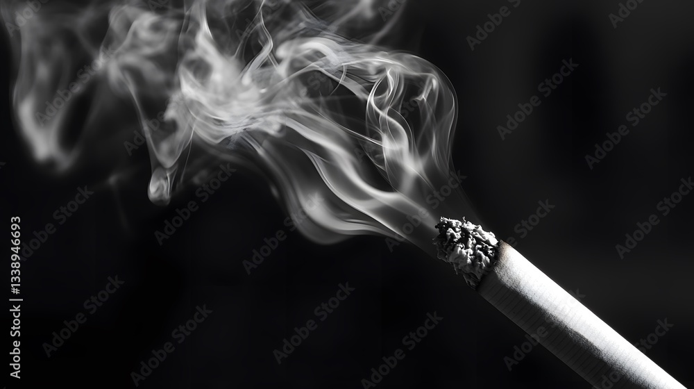 Elegant Smoke of a Cigarette in Black and White Photography Elegant Smoke of a Cigarette in Black and White Photography