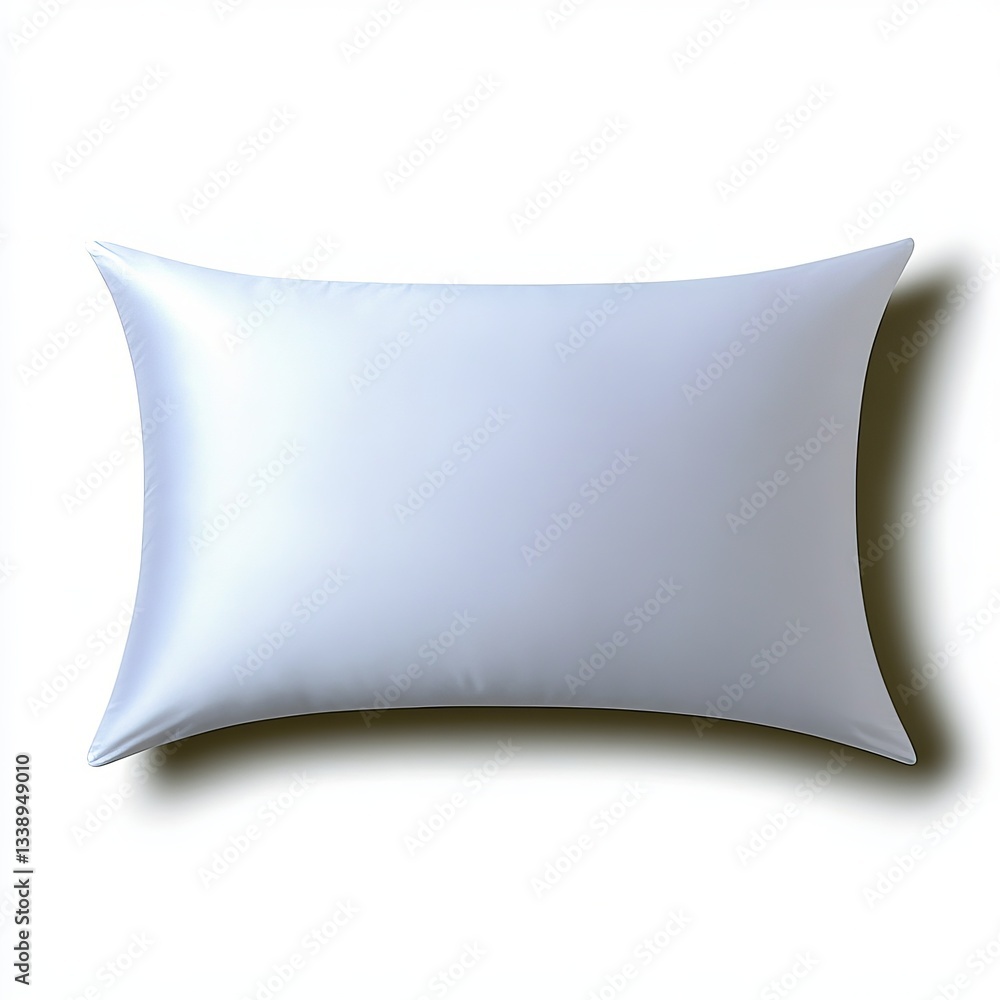 A simple, white pillow against a light background, showcasing its smooth texture and neutral color.