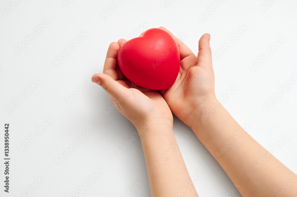 Hands gently embracing vibrant red heart showcasing compassion unity and emotional wellbeing on minimal background reinforcing healthy relationships and philanthropic kindness. Hands gently embracing vibrant red heart showcasing compassion unity and emotional wellbeing on minimal background reinforcing healthy relationships and philanthropic kindness.