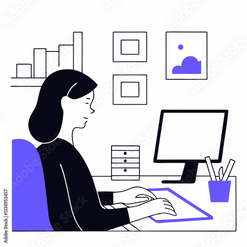 business woman working on computer