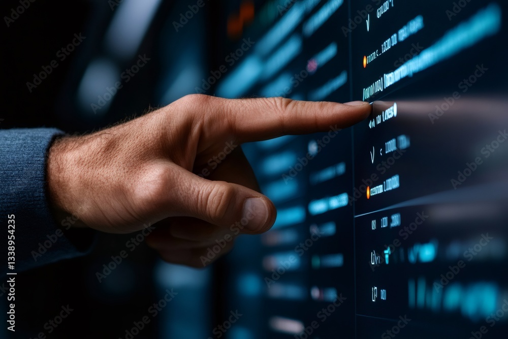 Software engineer pointing at computer screen showing lines of code Software engineer pointing at computer screen showing lines of code