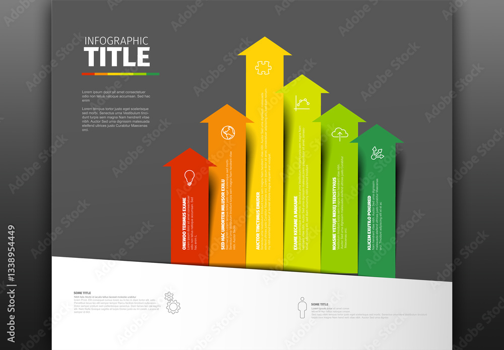Arrow Chart Infographic Design template with Gradient red to green Colors